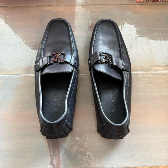 Louis Vuitton Black Monte Carlo Moccasin Loafers Sz 10 - Picture 3 of 14